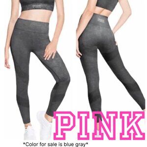 Victoria's Secret PINK Gray Blue Seamless Acid Wash High Waisted Ribbed Leggings